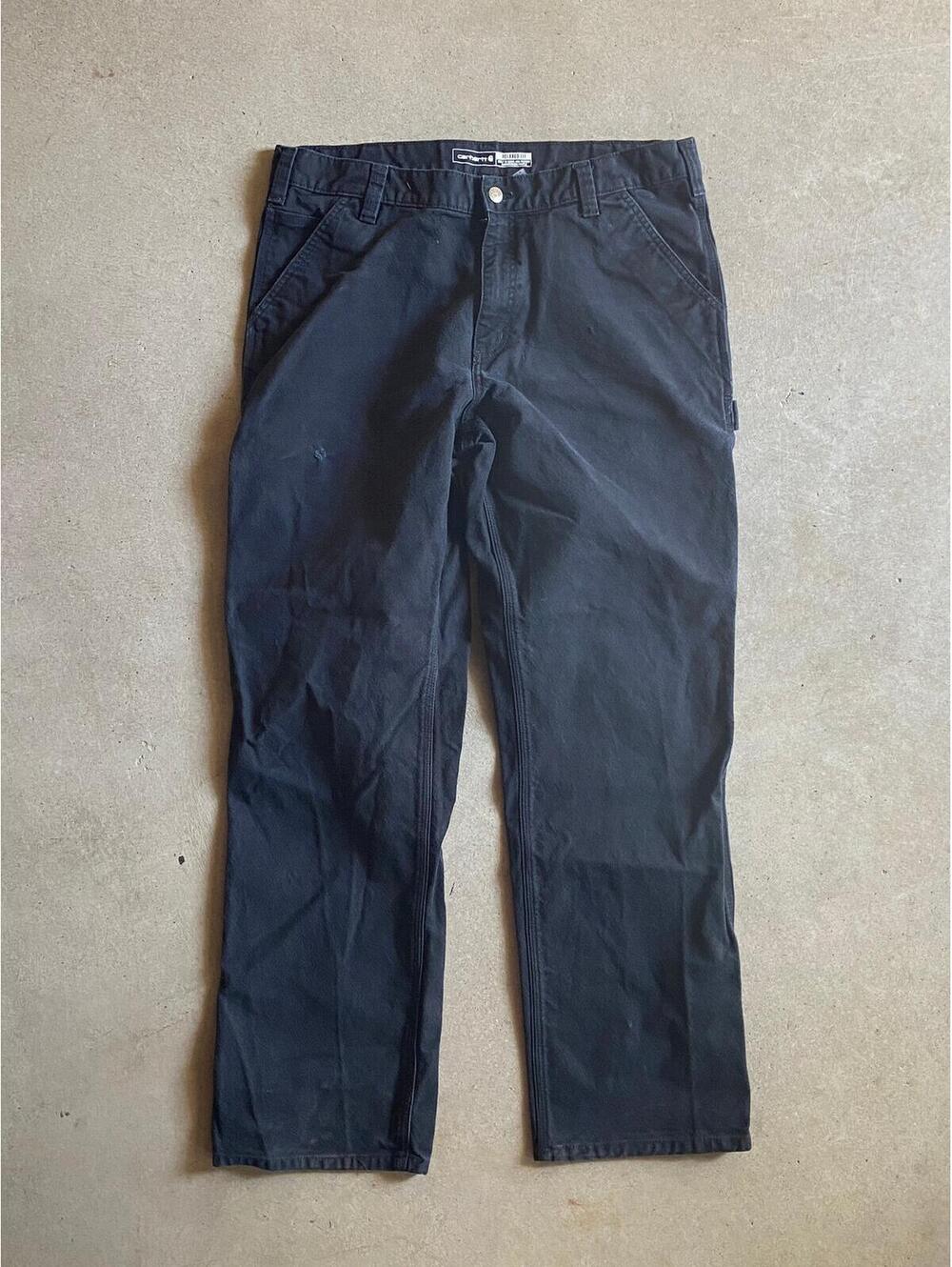 Carhartt Ash Black Faded Canvas Work Pants Sz 36x32 - Picture 1 of 5